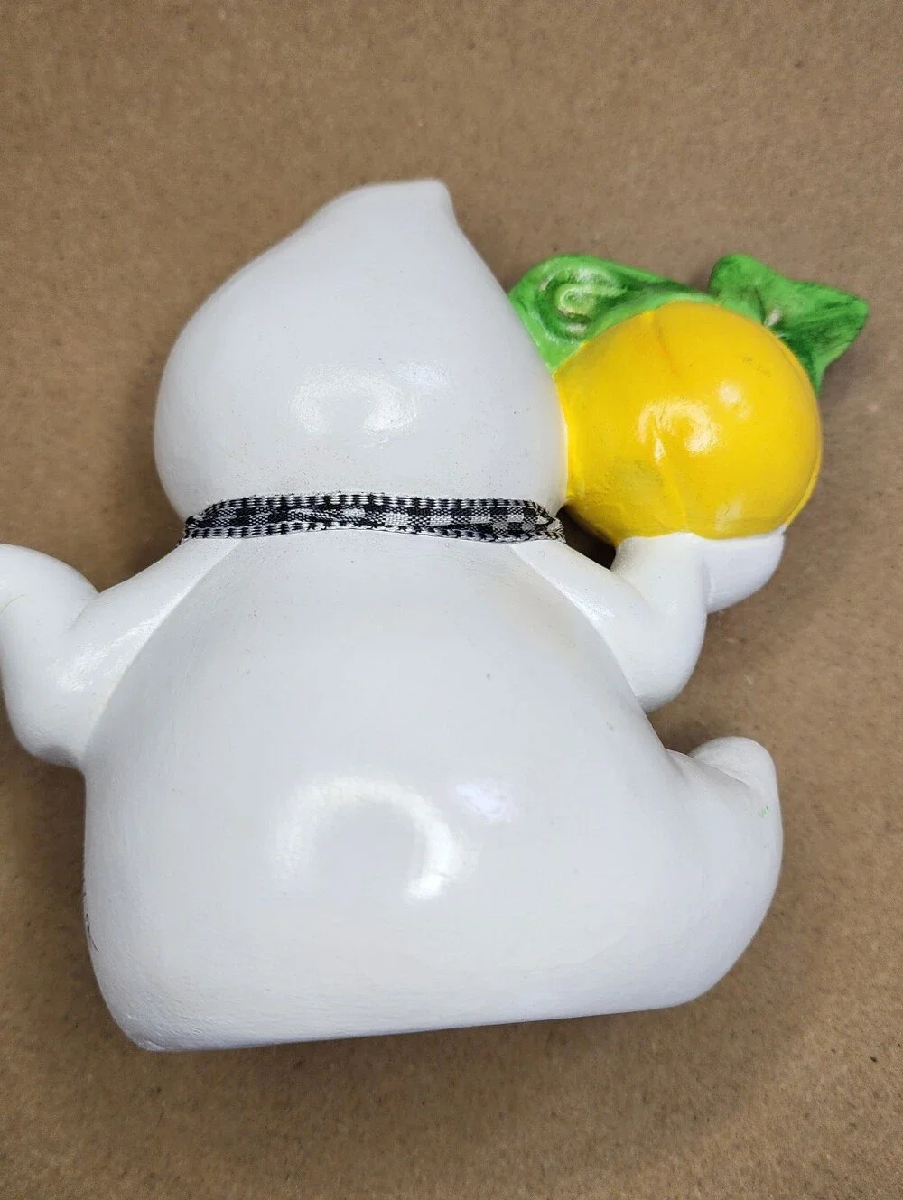 Vtg Halloween Ceramic Jack-o-Lantern Ghost Pumpkin Hand Painted Anthropomorphic